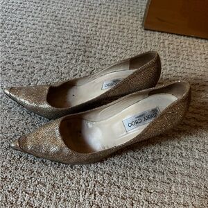 Jimmy Choo Metallic Gold Pointed Toe Pumps